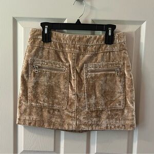 Free People Tan Velvet Mini Skirt